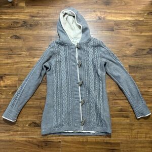 L.L. Bean Sherpa Lined Wool Blend Toggle Cardigan Size Small